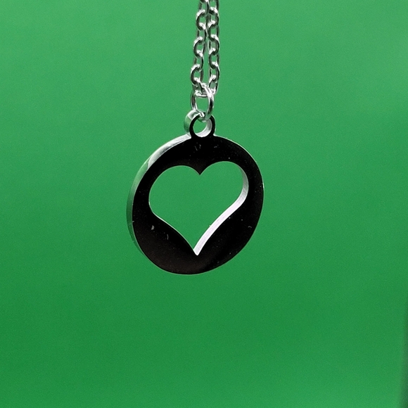 Shape Of My Heart Heart Cutout Disc Necklace by Jewlr - Picture 4 of 8